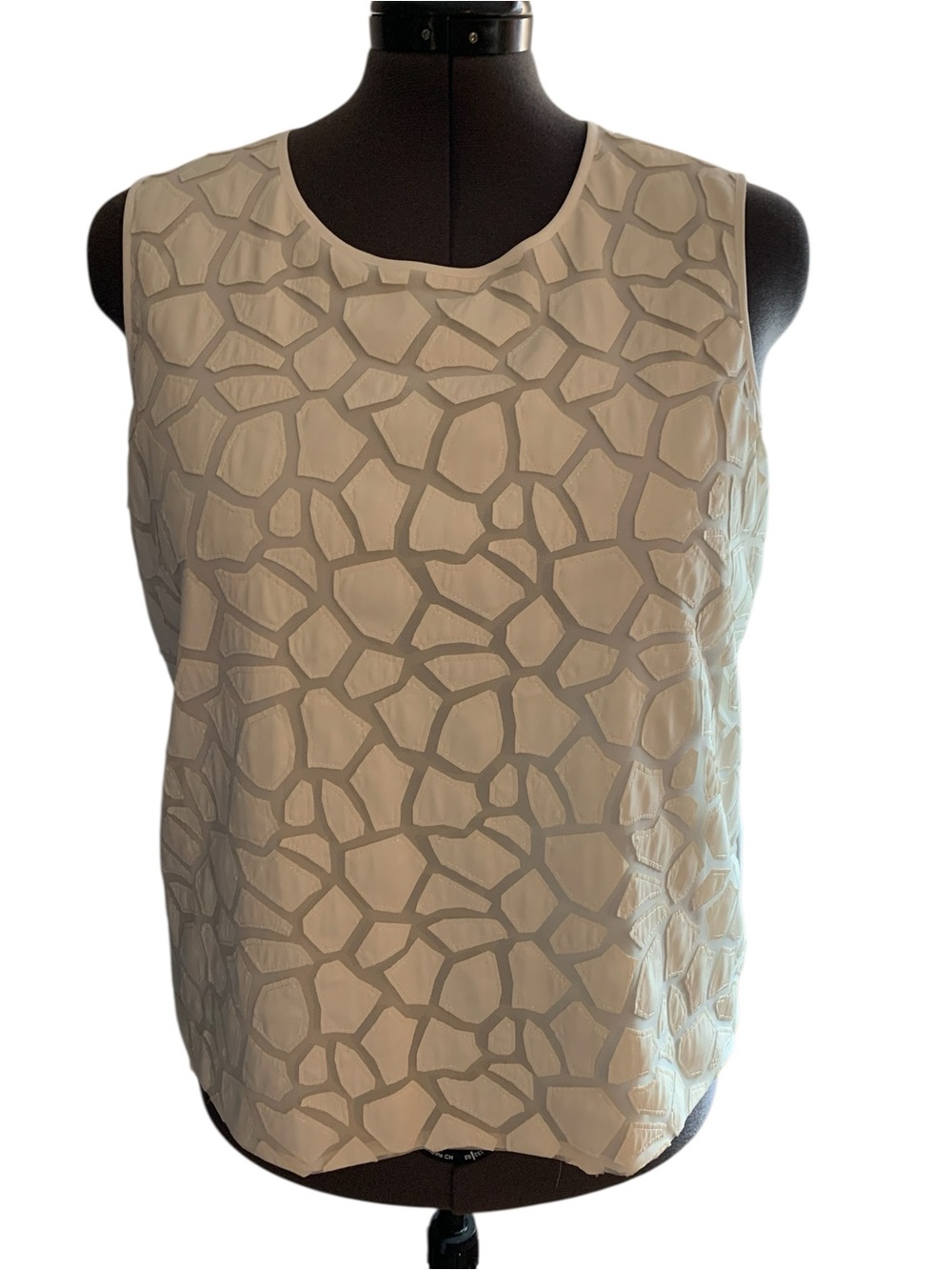 Vince Camuto Textured Sleeveless Blouse Ivory Size XL